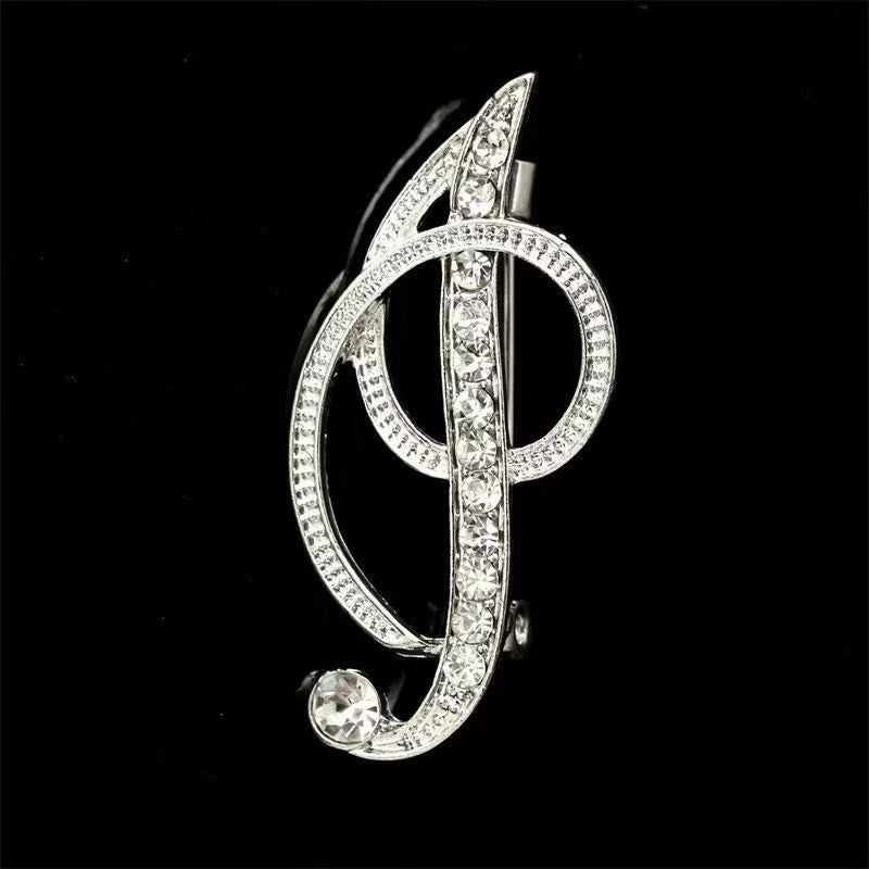 Spilla con iniziale in oro e argento e diamanti intarsiati - Argento - I - image 31
