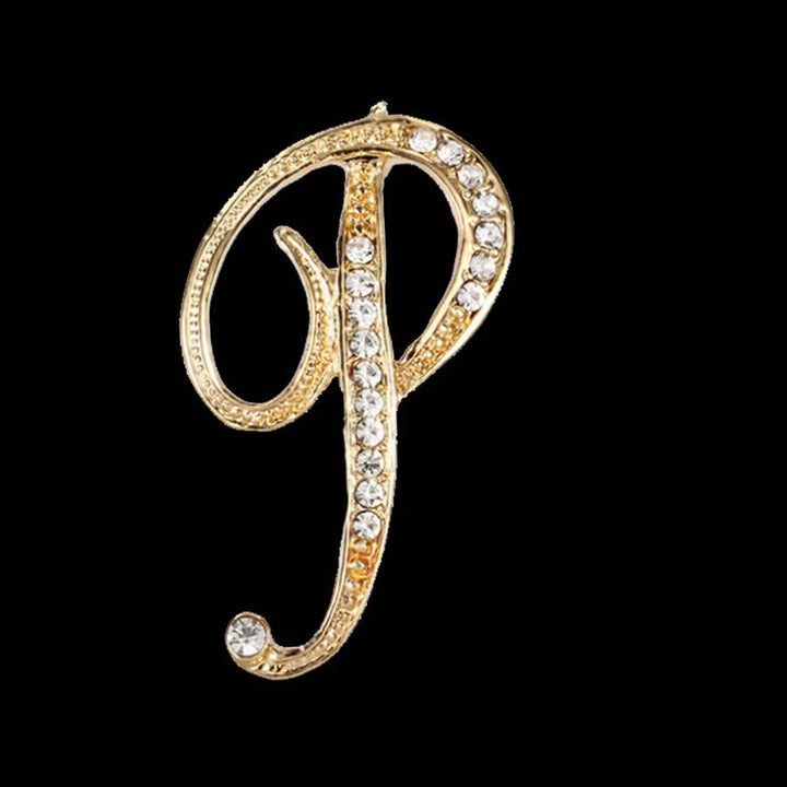 Spilla con iniziale in oro e argento e diamanti intarsiati - D'oro - P - image 13