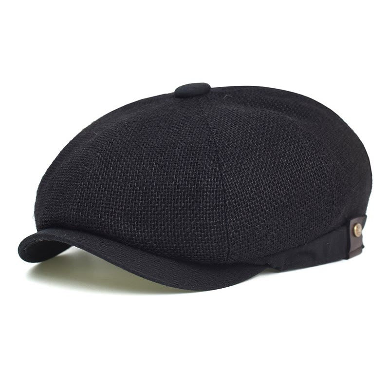 Cappello basco ottagonale traspirante in stile retrò britannico artistico - Nero - Regolabile (circa 21 5/8"-23 1/4") - image 2