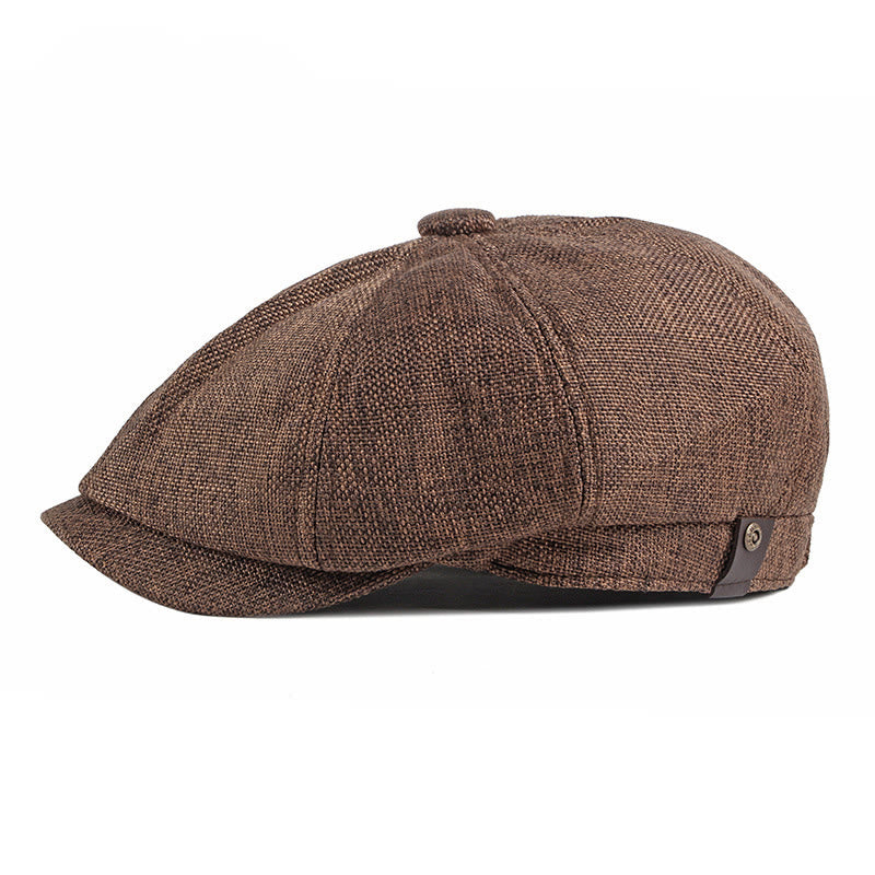 Cappello basco estivo in stile retrò britannico a tinta unita - Caffè - Regolabile (22"-24") - image 4
