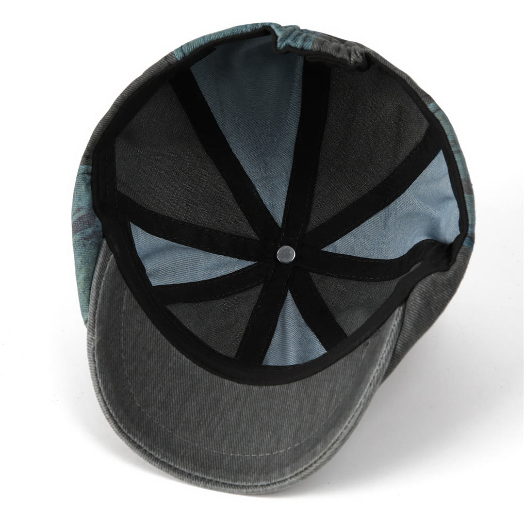 Cappello basco vintage da artista con patchwork tie-dye e effetto consumato - image 3