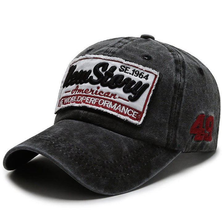 Cappellino da baseball in cotone lavato con toppa ricamata New Story - Nero - Regolabile (22''-23 5/8") - image 0