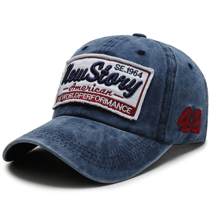 Cappellino da baseball in cotone lavato con toppa ricamata New Story - Blu - Regolabile (22''-23 5/8") - image 7