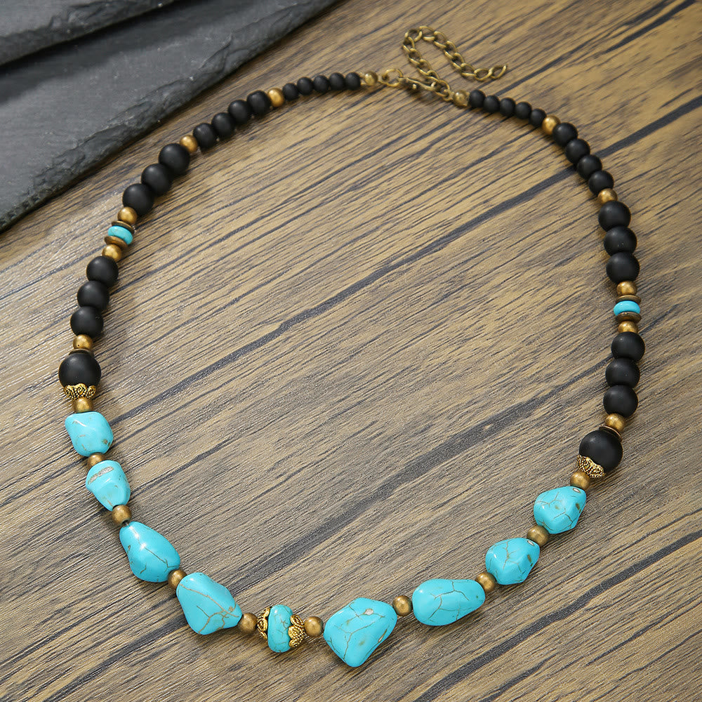 Collana con ciondolo a forma di cuore multistrato con perline turchesi - Turchese - image 0