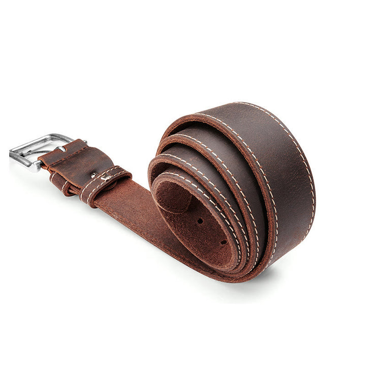 Cintura in pelle resistente con cuciture a contrasto vintage - image 1