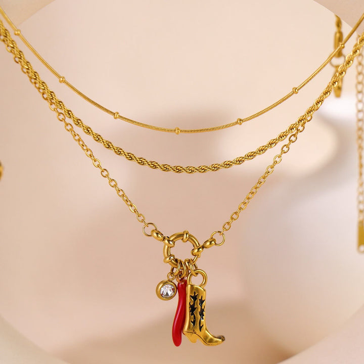 Collana con ciondolo a forma di chili con stivale western e catena in oro - Oro - image 0