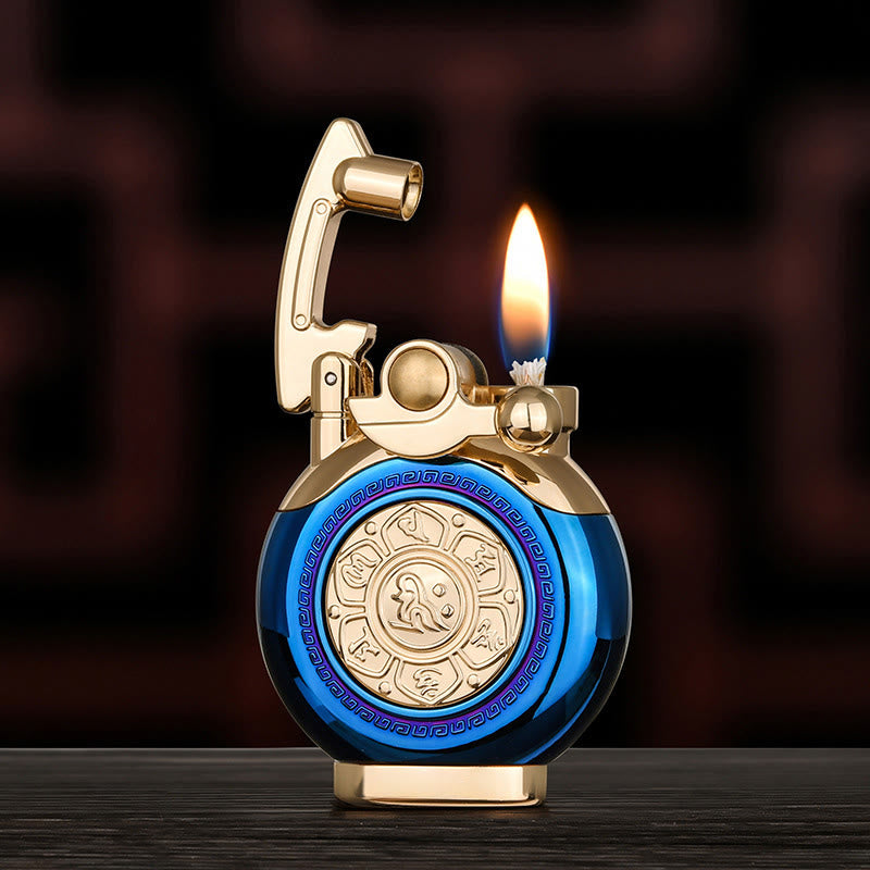 Accendino a cherosene con accensione a bilanciere e mantra a sei caratteri - Blu - image 4