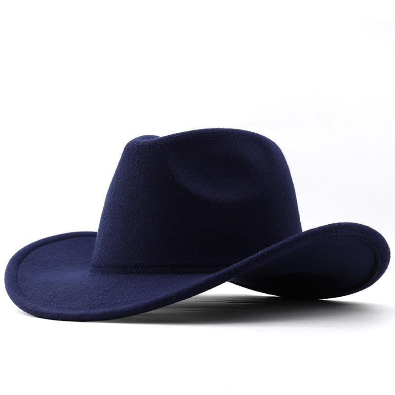 Cappello da cowboy in tinta unita, stile western, per adulti e bambini. - Adulto - Blu navy - L(23 5/8") - image 7