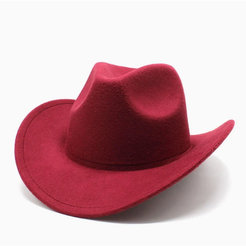 Cappello da cowboy in tinta unita, stile western, per adulti e bambini. - Adulto - Vino - L(23 5/8") - image 3