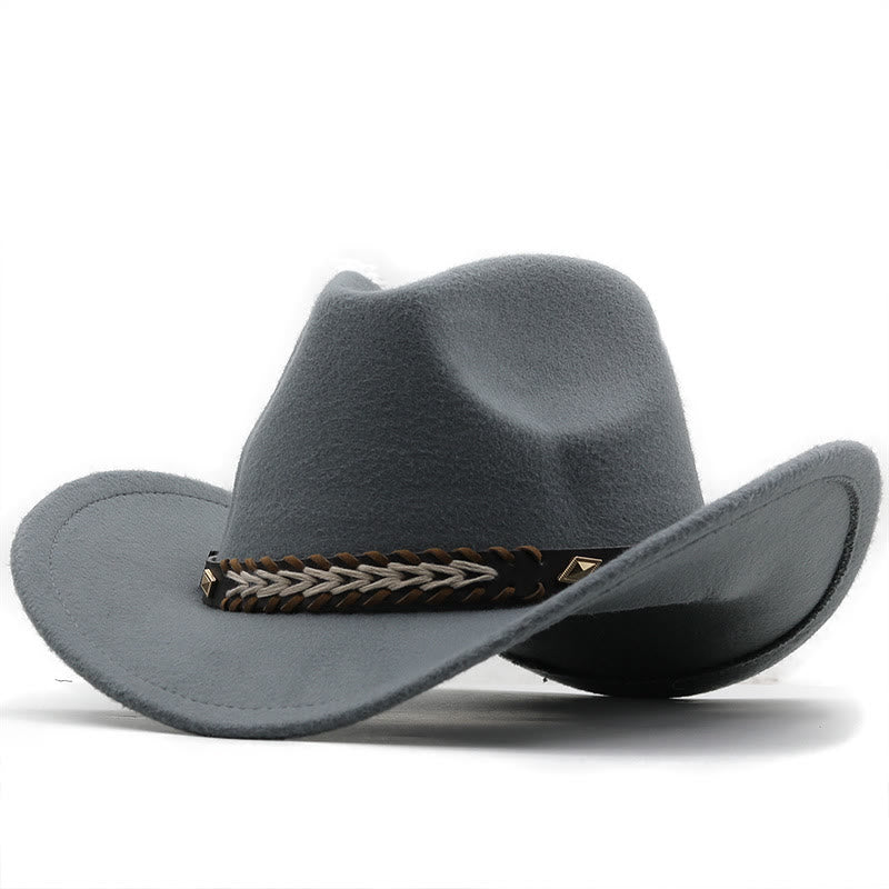Cappello da cowboy western in lana con cintura larga per coppia - Grigio - M (22"-22 7/8") - image 2