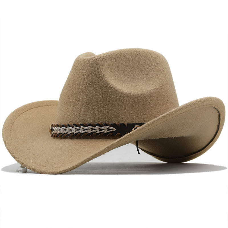 Cappello da cowboy western in lana con cintura larga per coppia - Cammello - M (22"-22 7/8") - image 5