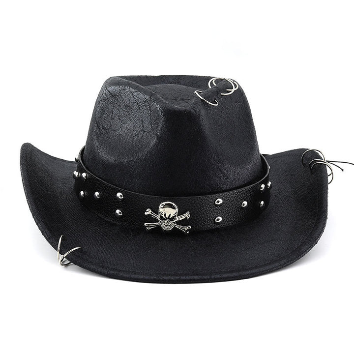 Cappello da cowboy unisex in pelle PU con decorazione a teschio per feste. - image 3