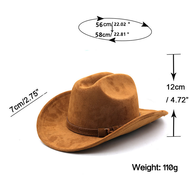 Cappello da sole da cowboy western vintage con tesa curva in pelle scamosciata - image 1