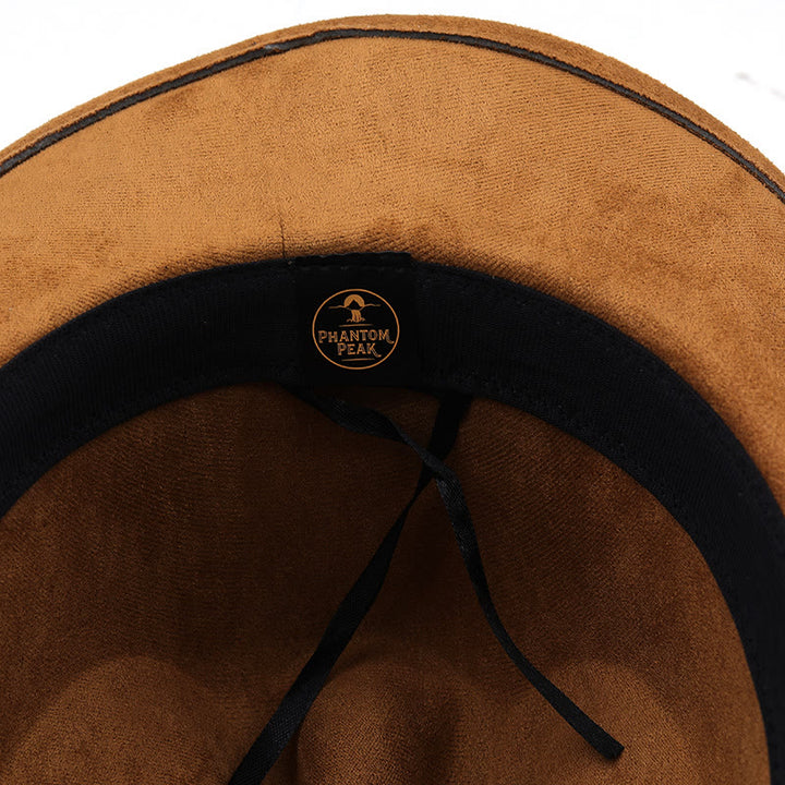 Cappello da sole da cowboy western vintage con tesa curva in pelle scamosciata - image 3