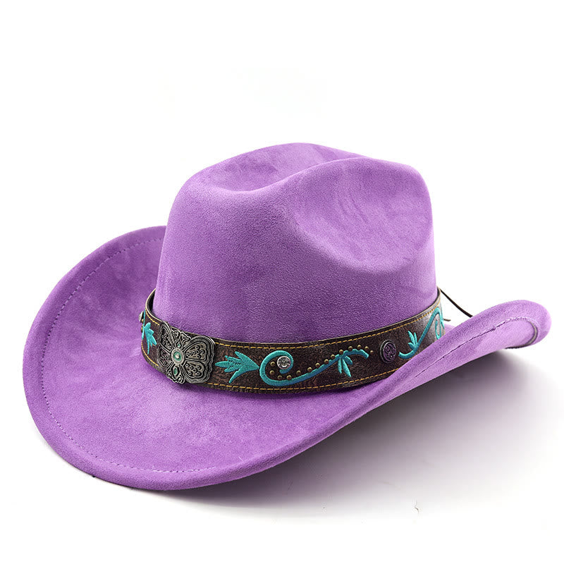 Cappello da cowboy western vintage estivo a tesa larga - Viola - M (22"-22 7/8") - image 10