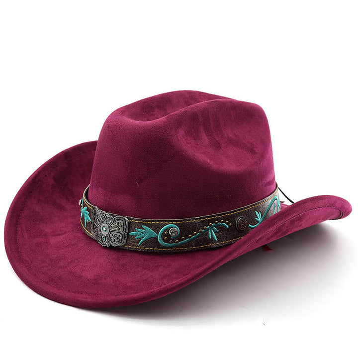 Cappello da cowboy western vintage estivo a tesa larga - Vino - M (22"-22 7/8") - image 18