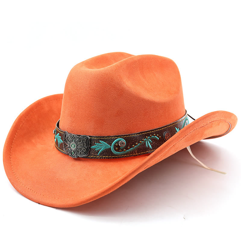 Cappello da cowboy western vintage estivo a tesa larga - Arancia - M (22"-22 7/8") - image 6