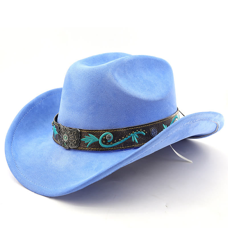 Cappello da cowboy western vintage estivo a tesa larga - Blu cielo scuro - M (22"-22 7/8") - image 5