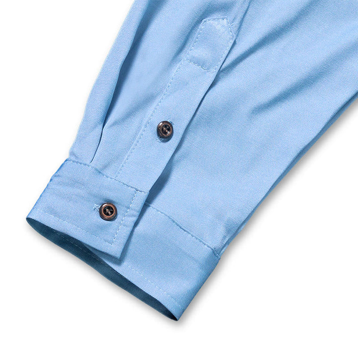 Camicia da lavoro classica da uomo in denim lavato azzurro - image 9