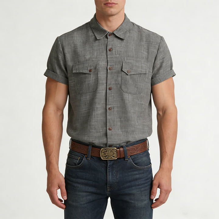 Camicia casual da uomo in stile western con tasche sul petto - image 1