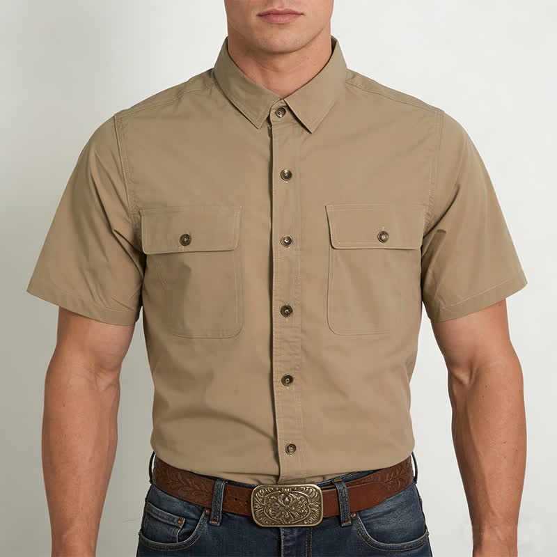 Camicia da cowboy estiva da uomo con tasche sul petto - image 1