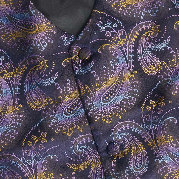 Completo da uomo composto da 3 pezzi con gilet elegante e fantasia paisley retrò. - image 10