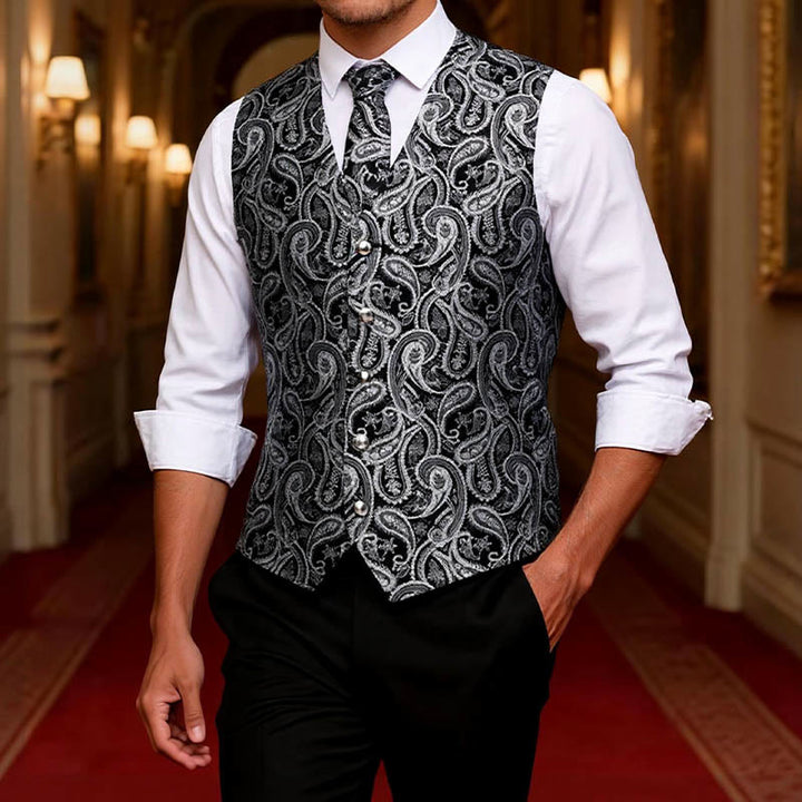 Set di 3 gilet da uomo in jacquard con motivo paisley - image 1