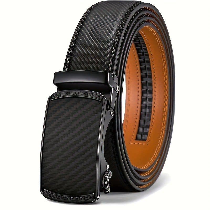 Cintura da uomo in vera pelle con fibbia automatica, ideale per il business e il tempo libero. - Nero - 46 - image 1