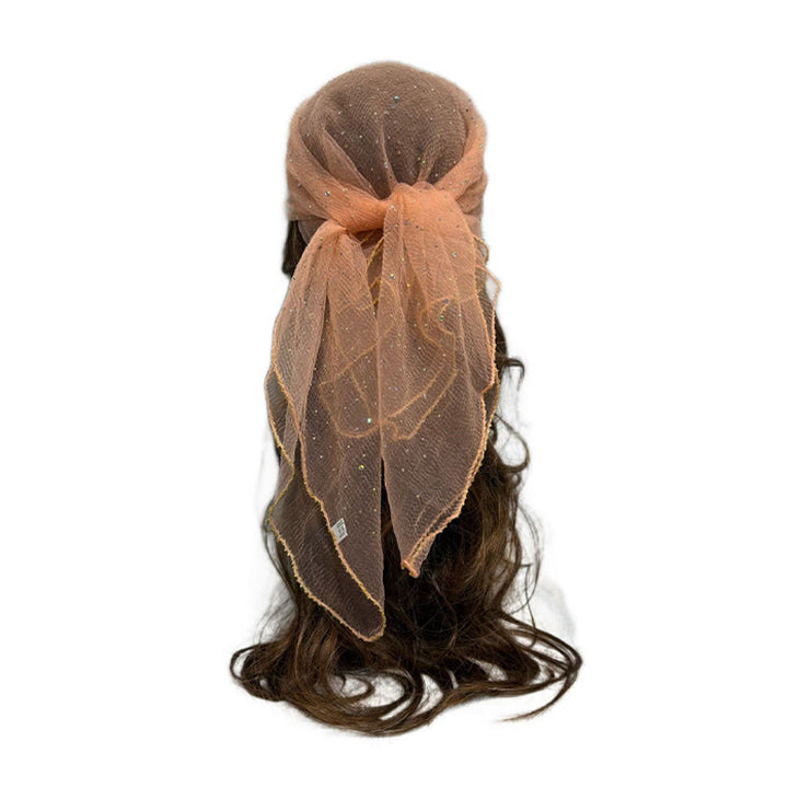 Sciarpa estiva da donna leggera e scintillante con strass e perline. - Arancia - image 21