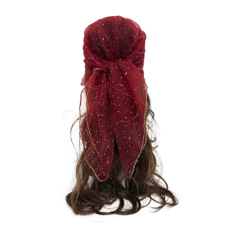 Sciarpa estiva da donna leggera e scintillante con strass e perline. - Marrone - image 11