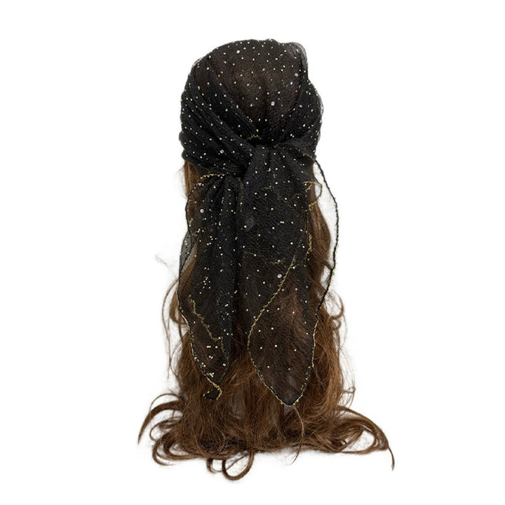 Sciarpa estiva da donna leggera e scintillante con strass e perline. - Nero - image 19
