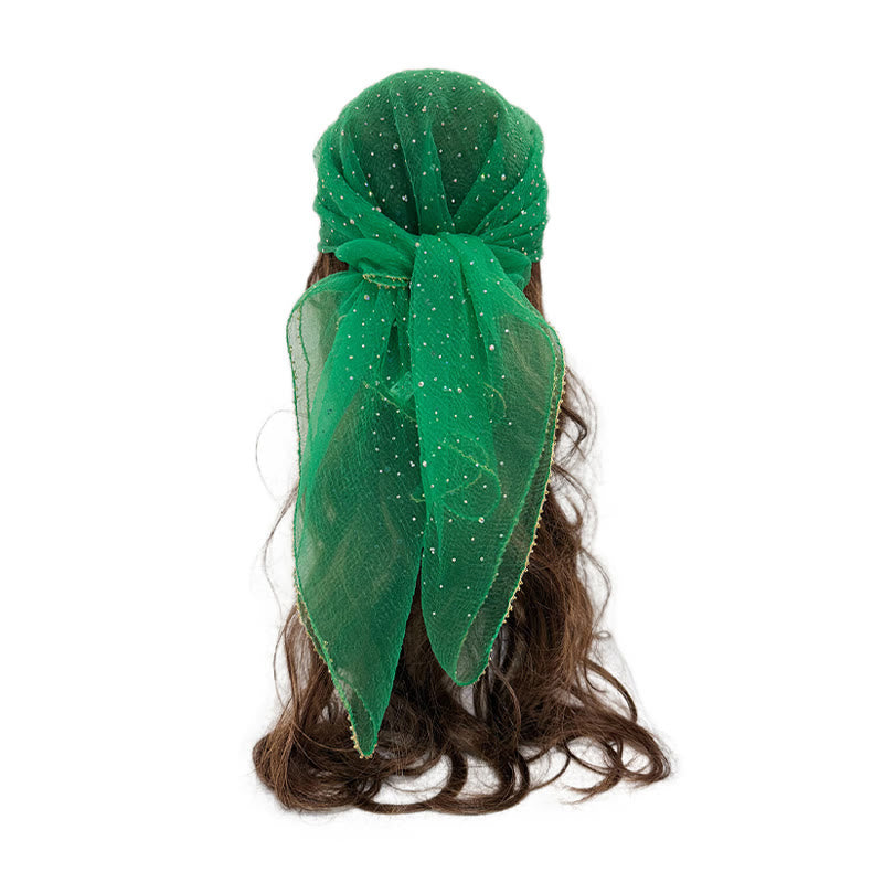Sciarpa estiva da donna leggera e scintillante con strass e perline. - Verde - image 4