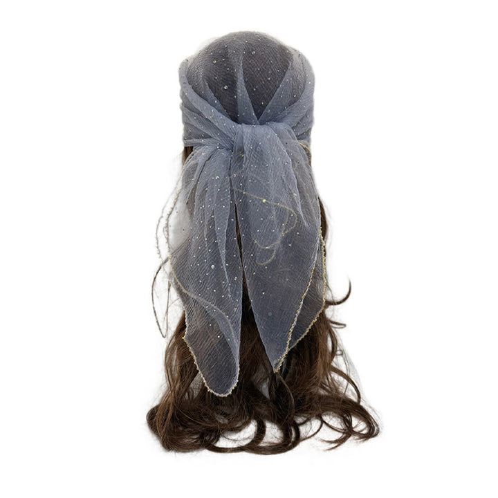Sciarpa estiva da donna leggera e scintillante con strass e perline. - Grigio - image 15
