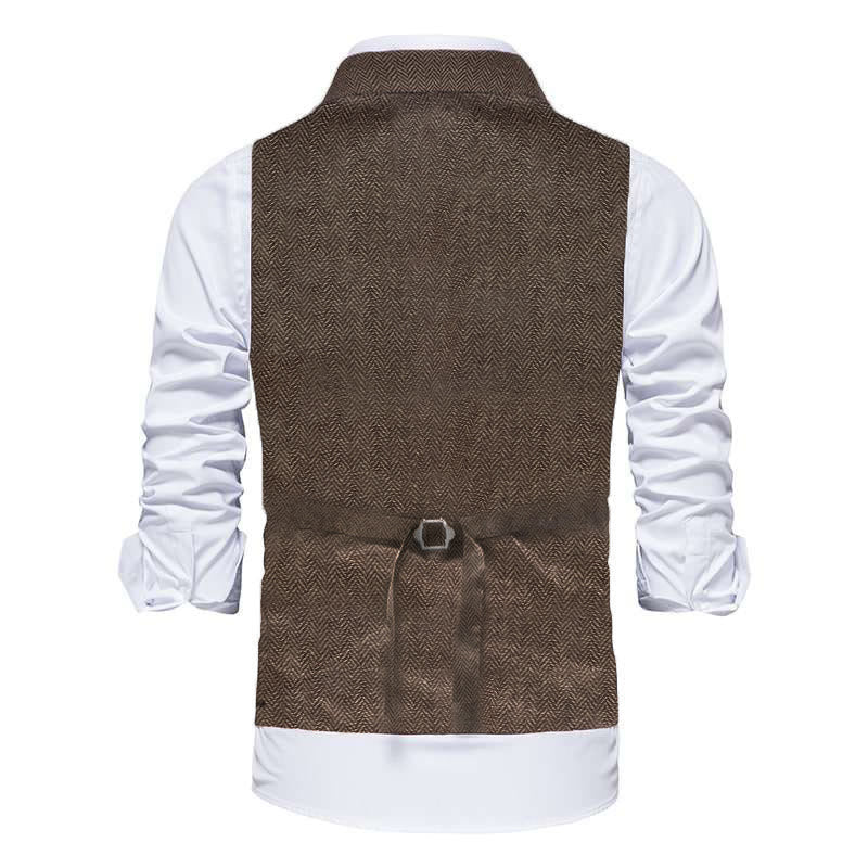 Gilet elegante da uomo con colletto a revers e tasche con patta - image 7