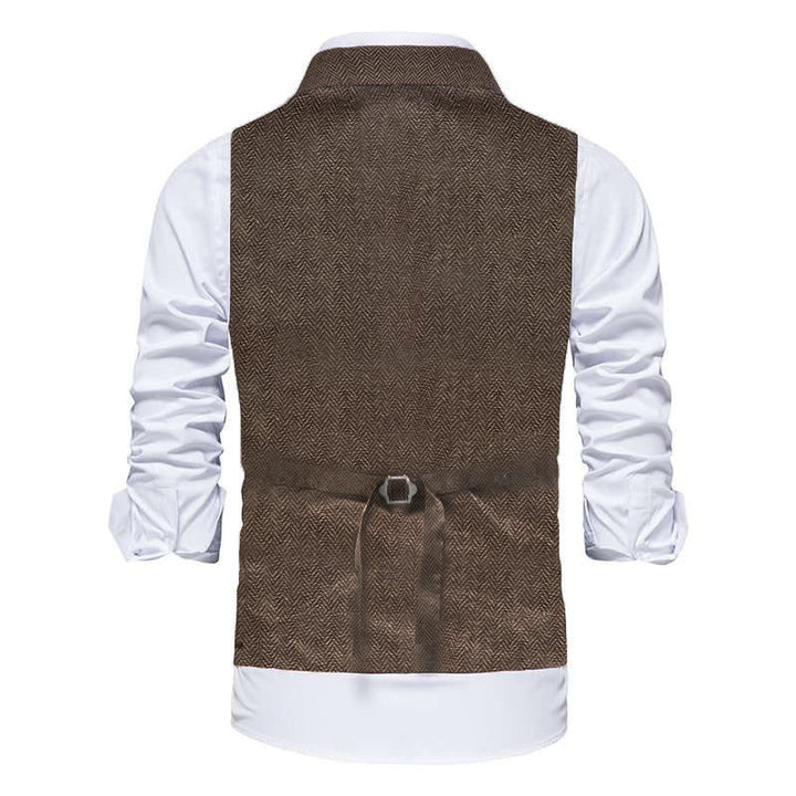 Gilet elegante da uomo con colletto a revers e tasche con patta - image 7