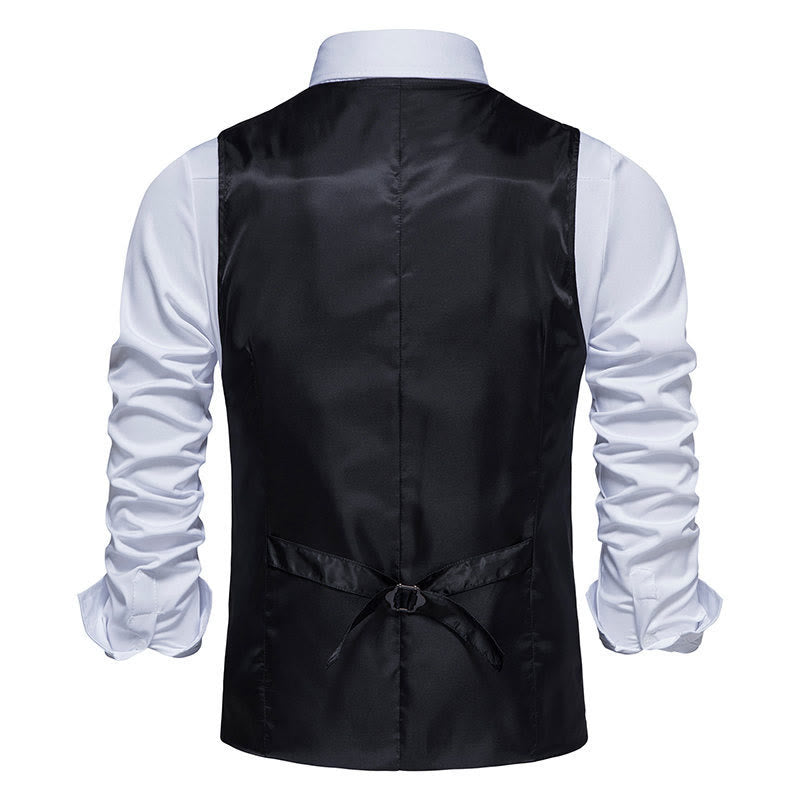 Gilet da uomo vintage a quadri con colletto e bottoni - image 9