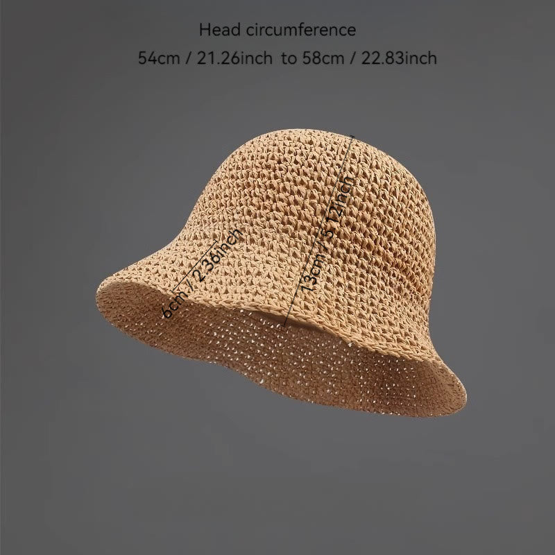 Cappello di paglia da donna traspirante lavorato all'uncinetto, casual, estivo, per tutti i giorni. - image 4