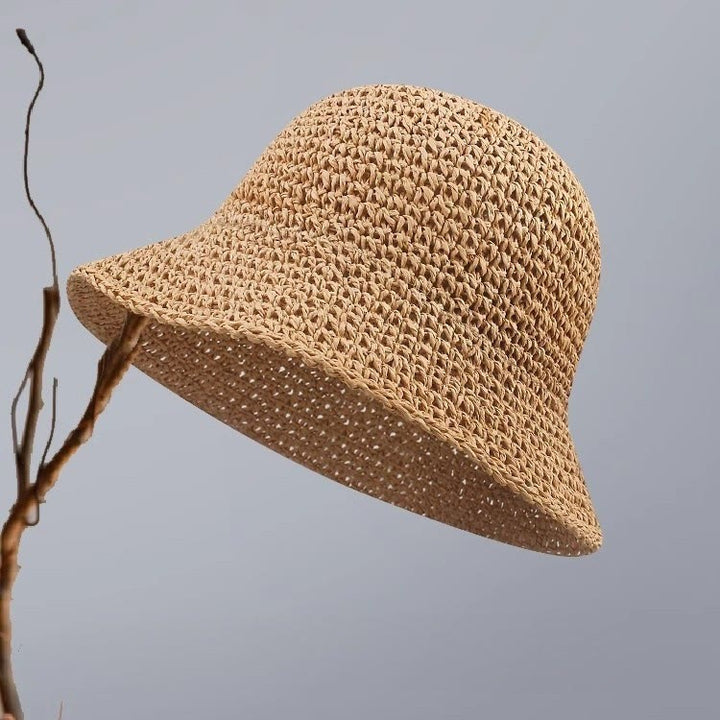 Cappello di paglia da donna traspirante lavorato all'uncinetto, casual, estivo, per tutti i giorni. - image 0