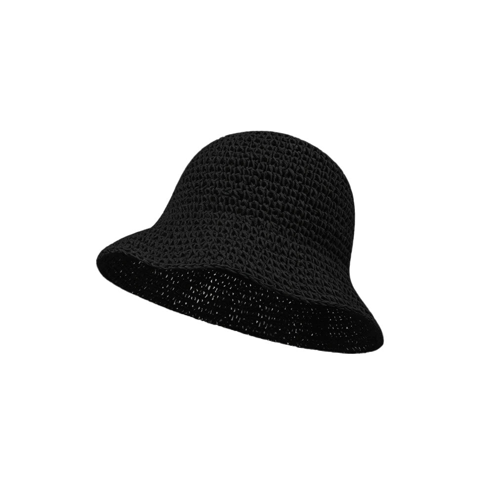 Cappello di paglia da donna traspirante lavorato all'uncinetto, casual, estivo, per tutti i giorni. - Nero - Regolabile (circa 21 1/4"-22 7/8") - image 6