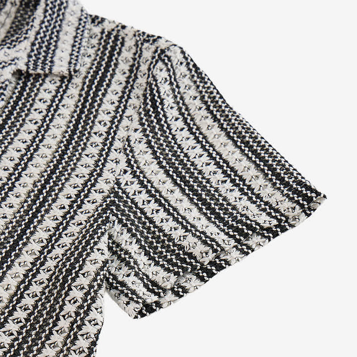 Camicia da uomo classica estiva a righe con trama a rilievo - image 6