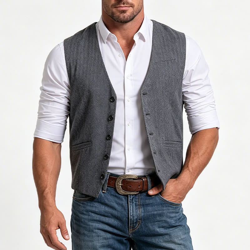 Gilet da uomo con scollo a V, vestibilità comoda, ideale per il business casual. - image 1