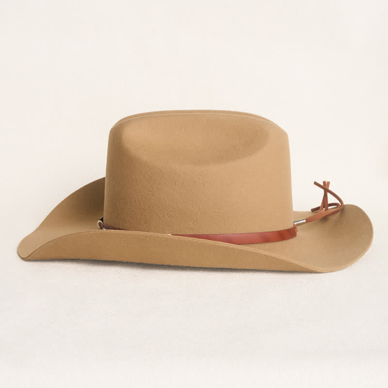 Elegante cappello da cowboy classico color cammello con borchie - image 4