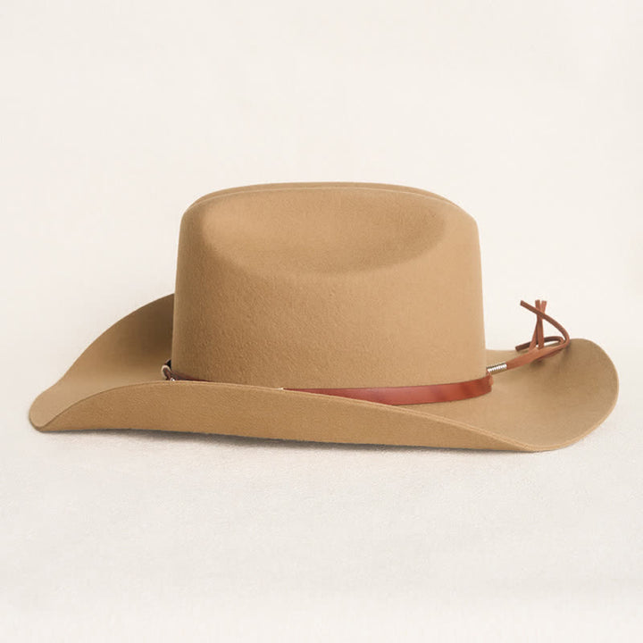 Elegante cappello da cowboy classico color cammello con borchie - image 4