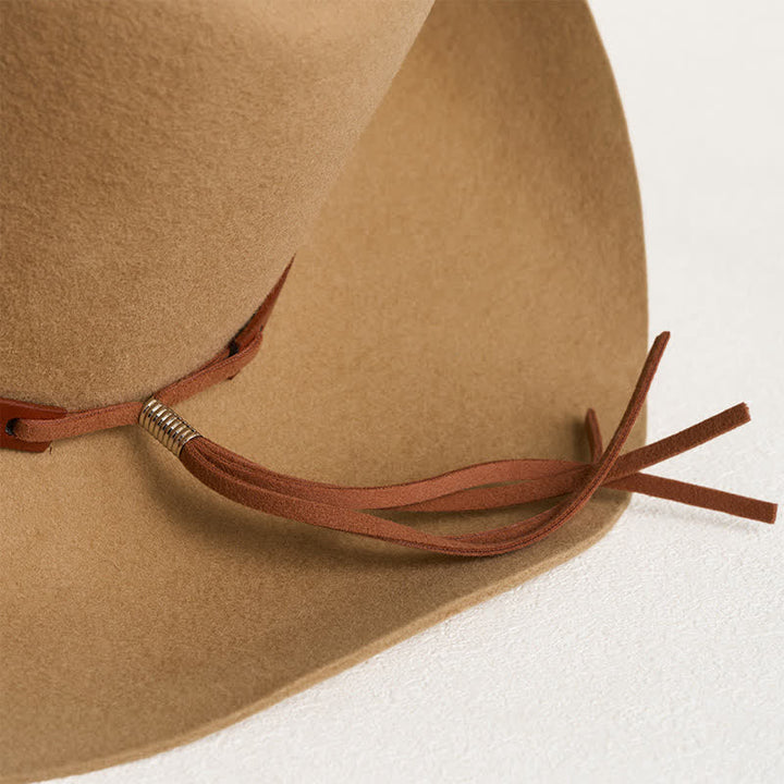Elegante cappello da cowboy classico color cammello con borchie - image 3