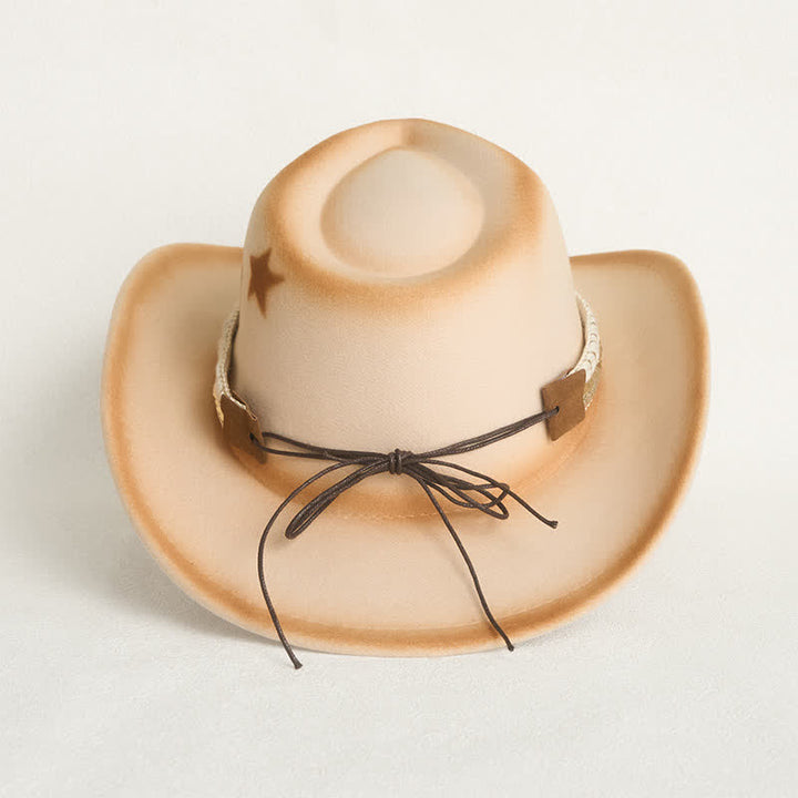 Cintura da uomo con testa di toro argentata e stelle, cappello da cowboy beige - image 5