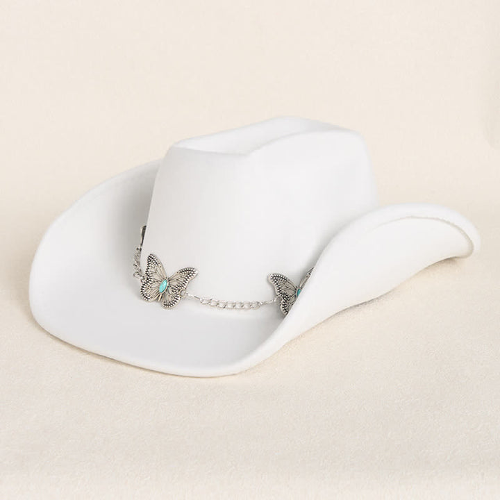 Cappello da cowboy da uomo con catena a farfalla - Bianco - M (22"-22 7/8") - image 0