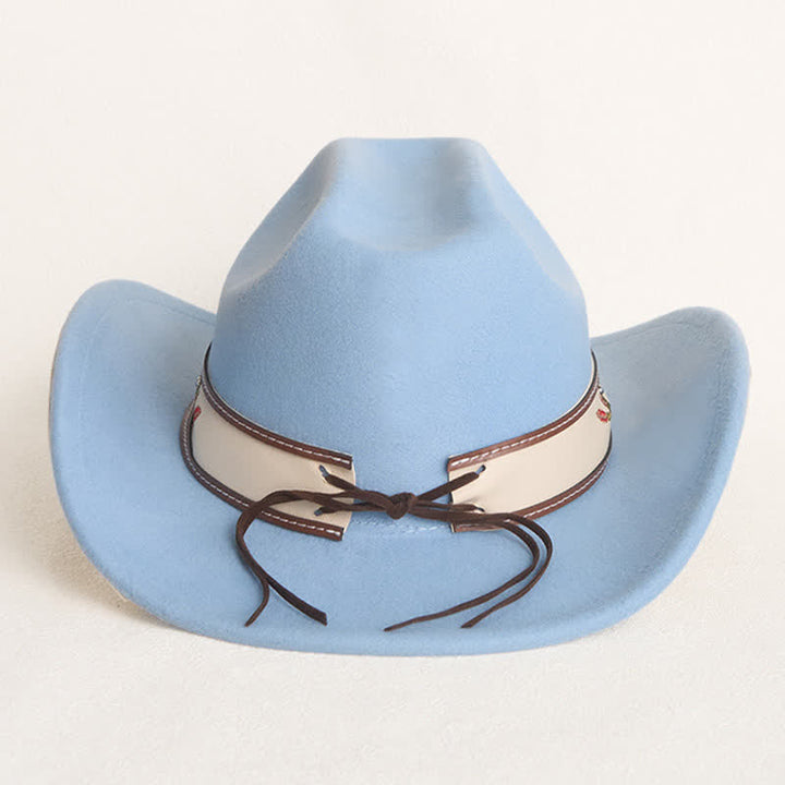 Cappello da cowboy da uomo con cintura e visiera color rubino ricamata a fiori - image 6