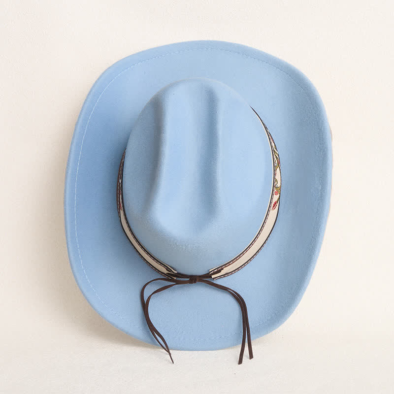 Cappello da cowboy da uomo con cintura e visiera color rubino ricamata a fiori - image 7
