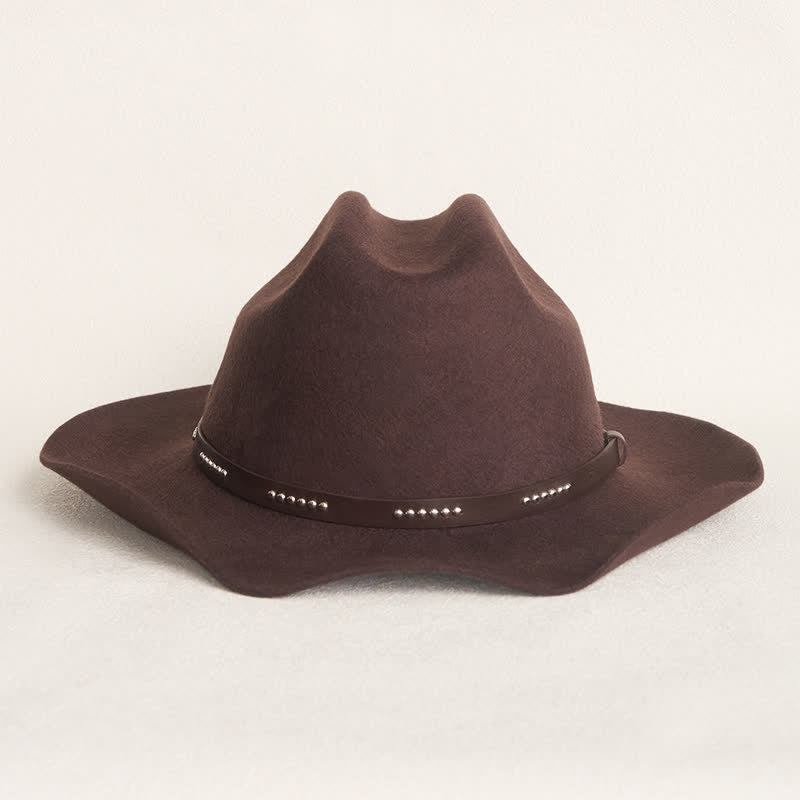 Cappello da cowboy a tesa larga semplice color caffè - image 1