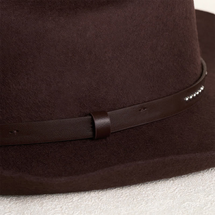 Cappello da cowboy a tesa larga semplice color caffè - image 3